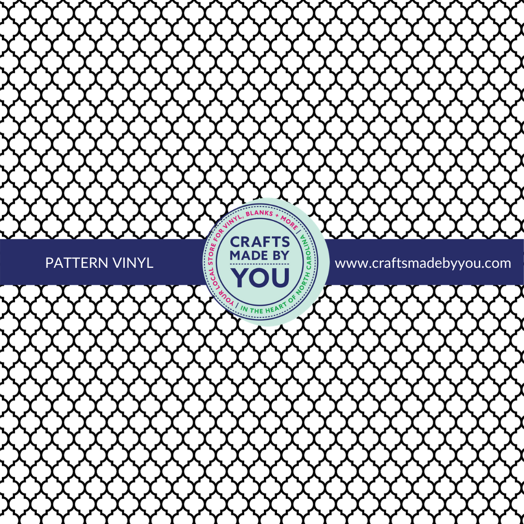 12" x 12" Pattern Heat Transfer Vinyl- White & Black Quatrefoil