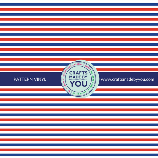 12" x 12" Pattern Adhesive Vinyl- Red, White, and Blue Stripes