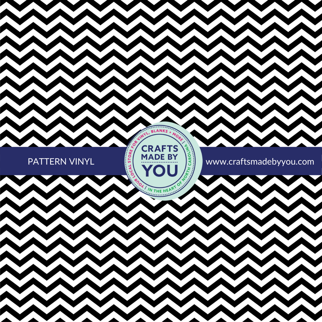 12" x 12" Pattern Adhesive Vinyl- Black Chevron