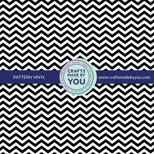 12" x 12" Pattern Adhesive Vinyl- Black Chevron