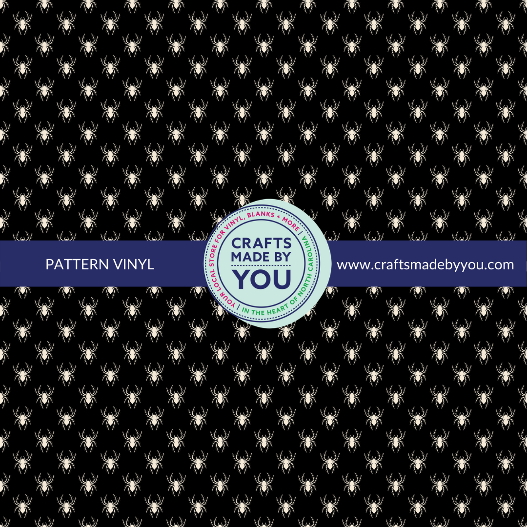 12" x 12" Pattern Adhesive Vinyl- Cream Spiders on Black