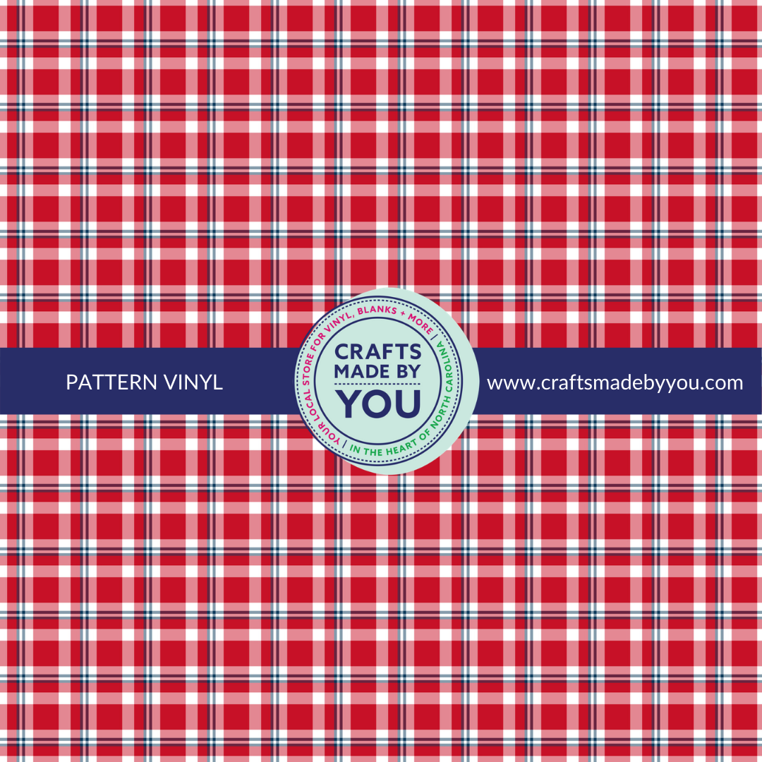 12" x 12" Heat Transfer Vinyl- Red, Blue, and White Plaid