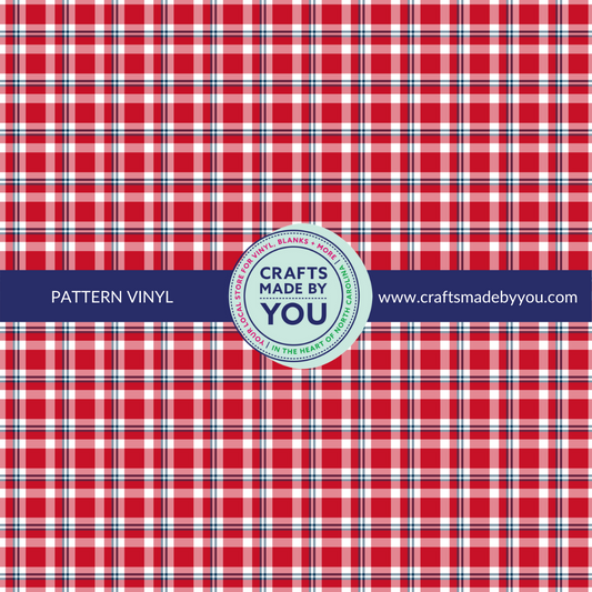 12" x 12" Heat Transfer Vinyl- Red, Blue, and White Plaid