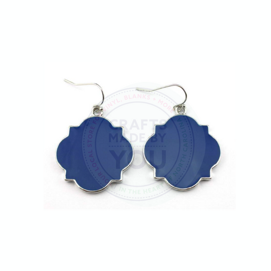 Enamel Blank Quatrefoil Drop Earring- Blue