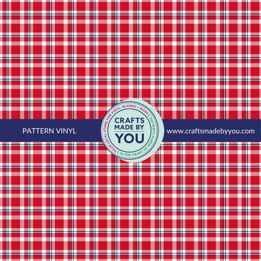 12" x 12" Pattern Adhesive Vinyl-  Red, Blue, and White Plaid