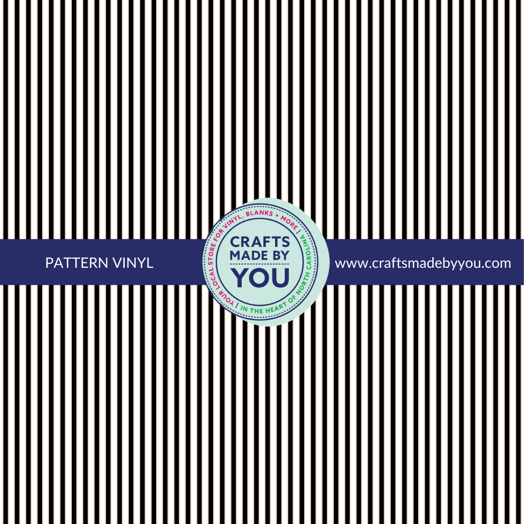 12" x 12" Pattern Heat Transfer Vinyl- Black & White Vertical Stripe