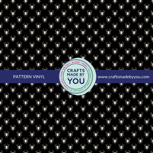 12" x 12" Pattern Heat Transfer Vinyl- Cream Spiders on Black