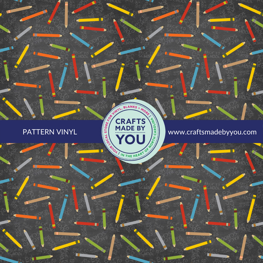 12" x 12" Pattern Adhesive Vinyl- Pencils with Black Background