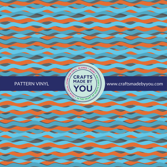 12" x 12" Pattern Heat Transfer Vinyl- Blue and Orange Waves