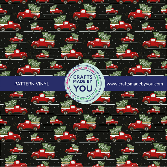 12" x 12" Pattern Adhesive Vinyl- Red Truck on Black