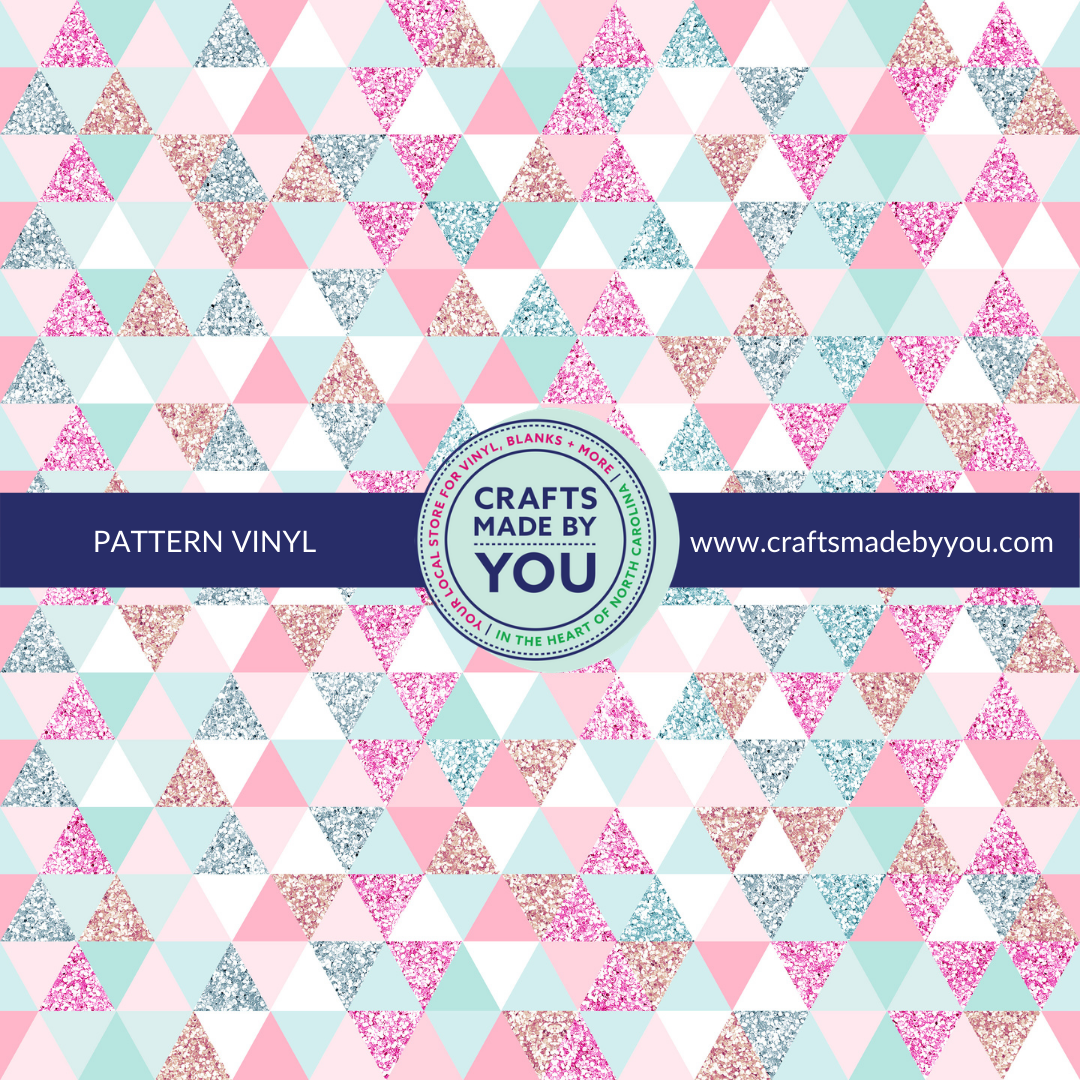 12" x 12" Pattern Adhesive Vinyl- Glitter Pastel Triangles