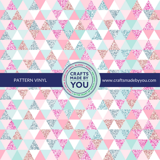 12" x 12" Pattern Adhesive Vinyl- Glitter Pastel Triangles