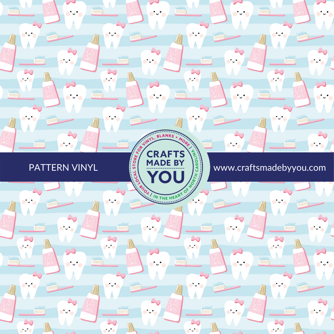 12" x 12" Pattern Adhesive Vinyl- First Tooth Pattern Blue