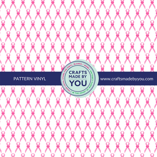 12" x 12" Heat Transfer Vinyl- Pink Ribbons on White