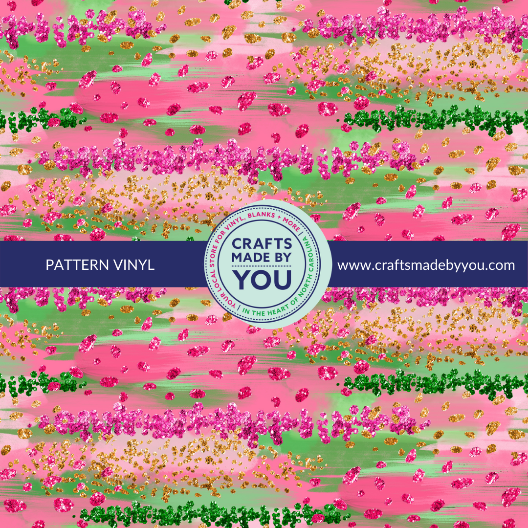 12" x 12" Pattern Adhesive Vinyl- Pink & Green Brush Strokes