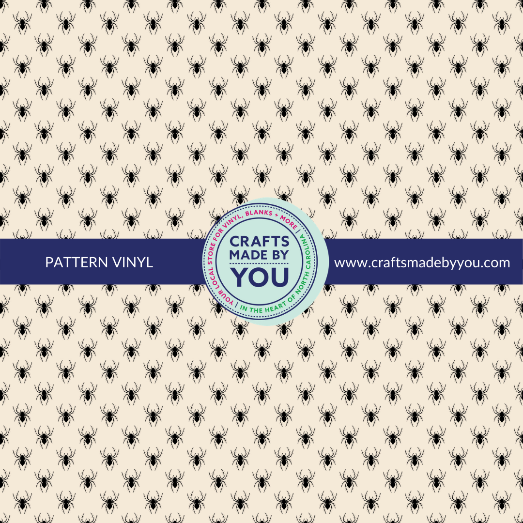 12" x 12" Pattern Heat Transfer Vinyl- Black Spiders on Cream