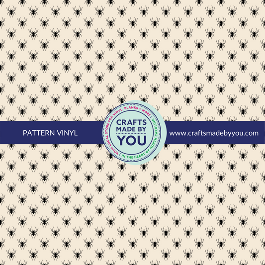 12" x 12" Pattern Heat Transfer Vinyl- Black Spiders on Cream