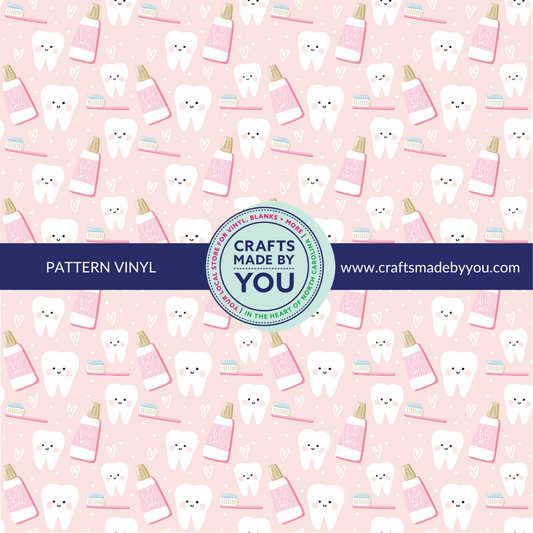 12" x 12" Heat Transfer Vinyl- First Tooth Pattern Pink