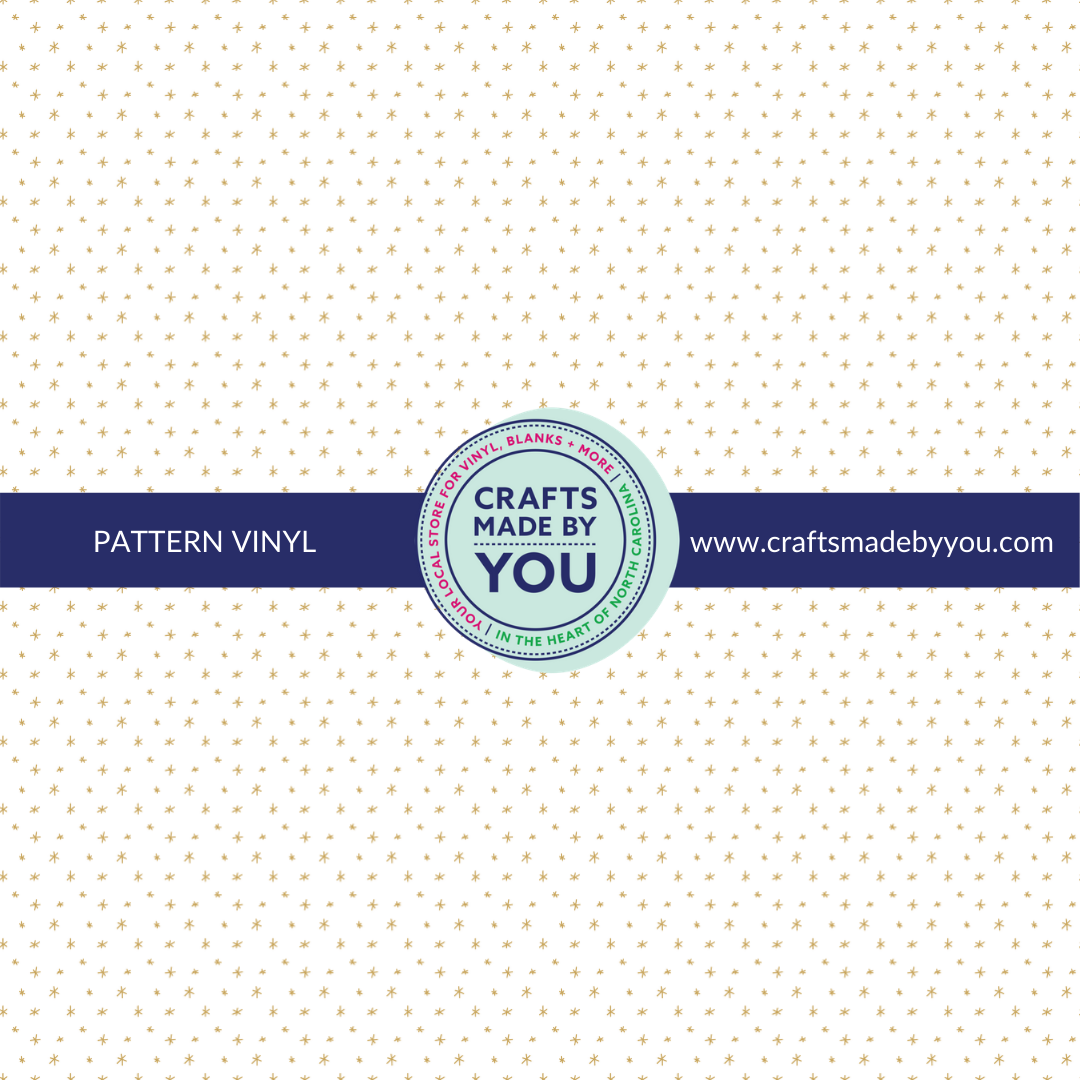 12" x 12" Heat Transfer Vinyl- Gold Stars & Dots on White