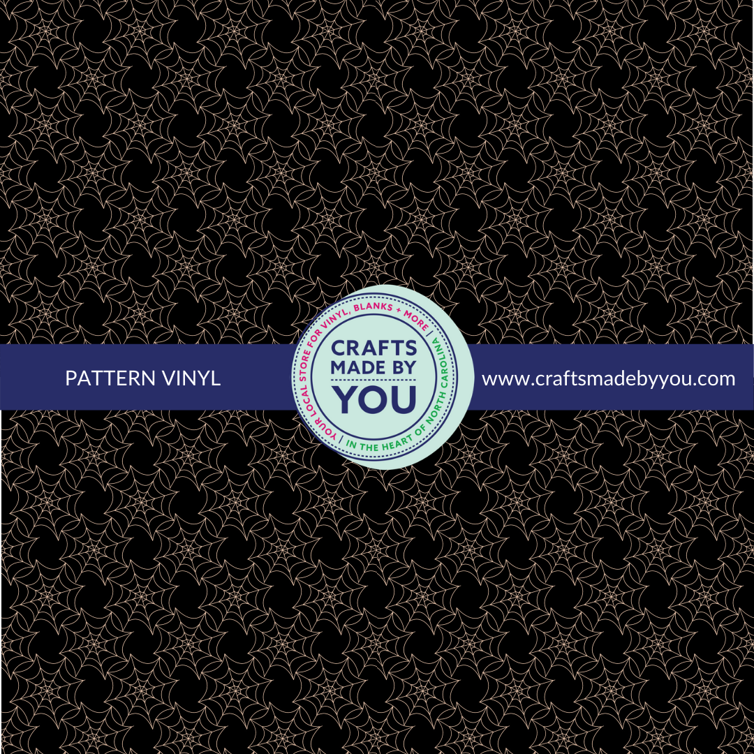 12" x 12" Pattern Heat Transfer Vinyl- Cream Spiderwebs on Black
