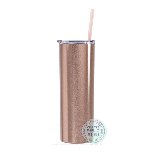 20 oz. Skinny Steel: Rose Gold Glitter