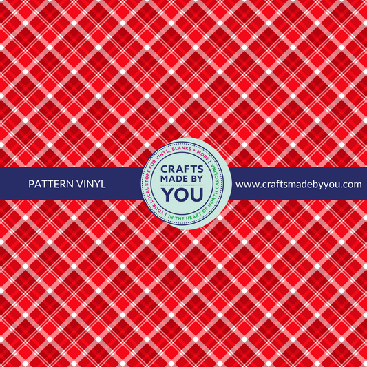 12" x 12" Pattern Adhesive Vinyl- Red Plaid 3