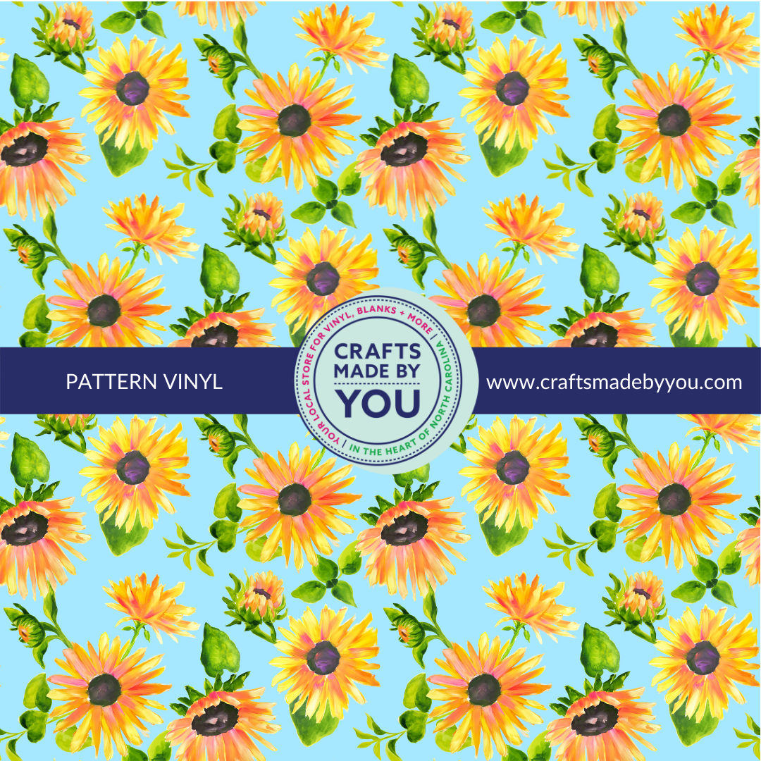 12" x 12" Pattern Adhesive Vinyl - Painted Sunflowers
