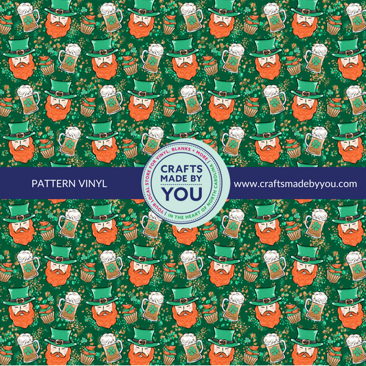 12" x 12" Pattern Adhesive Vinyl - Leprechaun + Cheers