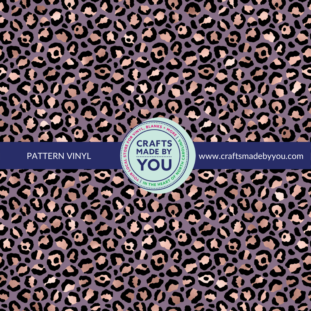 12" x 12" Pattern Adhesive Vinyl- Sapphire Leopard Print with Metallic Rose Gold