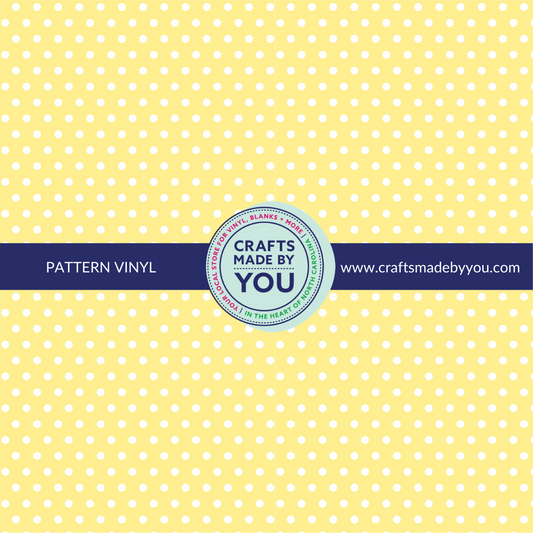 12" x 12" Pattern Adhesive Vinyl- White Polka Dot on Light Yellow