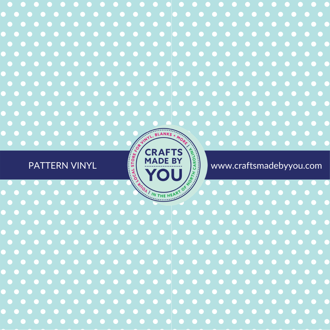 12" x 12" Heat Transfer Vinyl- White Polka Dot on Light Blue