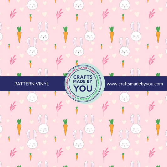 12" x 12" Pattern Adhesive Vinyl- Bunnies & Carrots Pink