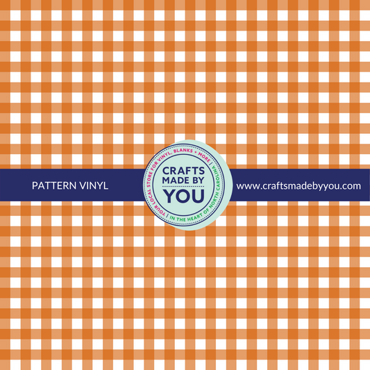 12" x 12" Pattern Adhesive Vinyl- Burnt Orange Gingham