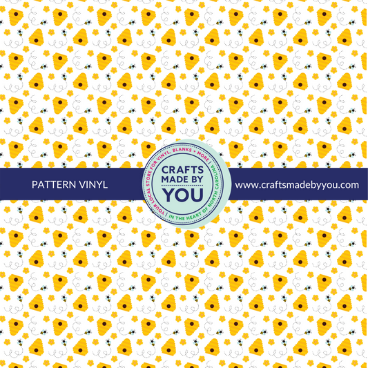 12" x 12" Pattern Adhesive Vinyl- Bee Hive