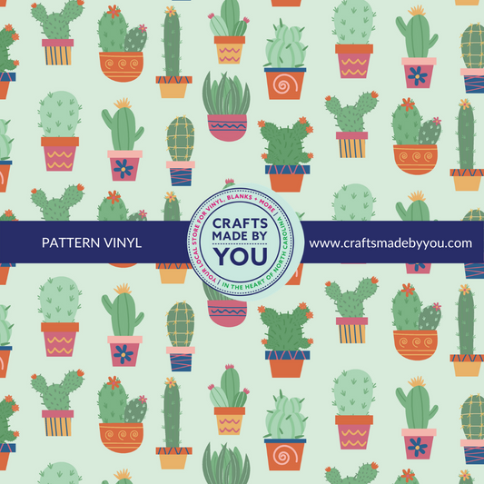 12" x 12" Pattern Adhesive Vinyl- Stuck on You Cactus Sage