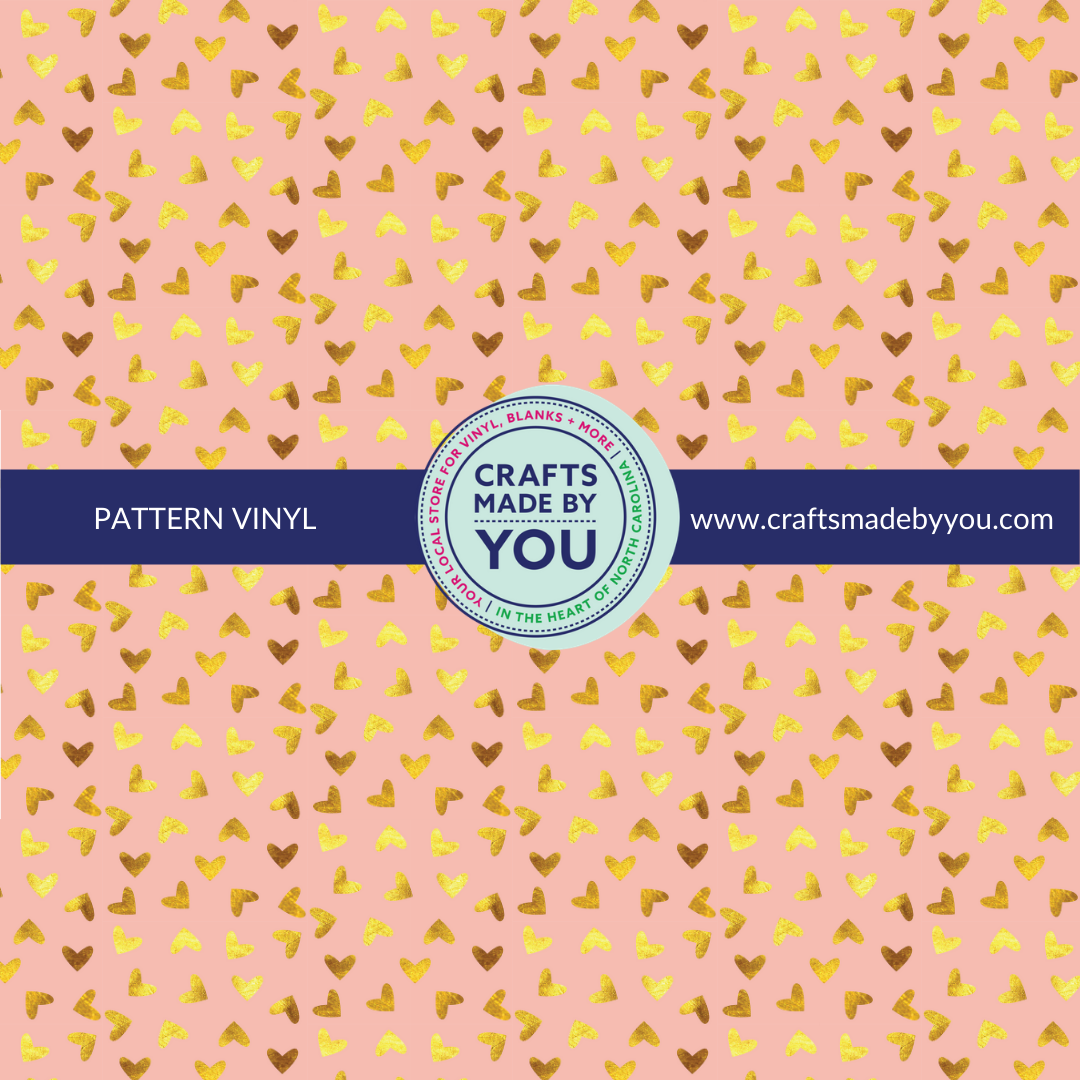 12" x 12" Pattern Adhesive Vinyl- Peach & Gold Foil Heart