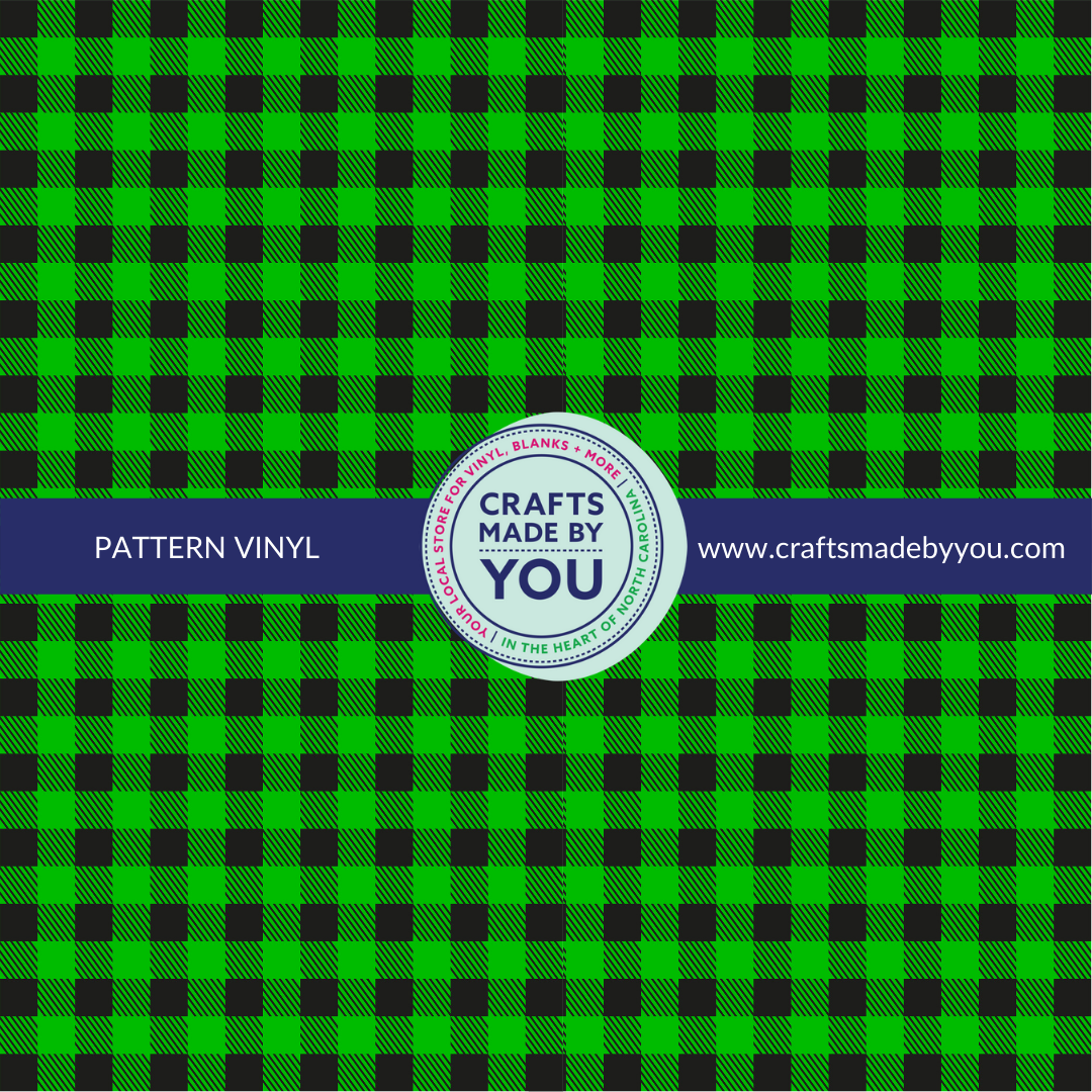 12" x 12" Heat Transfer Vinyl- Black + Green Buffalo Plaid