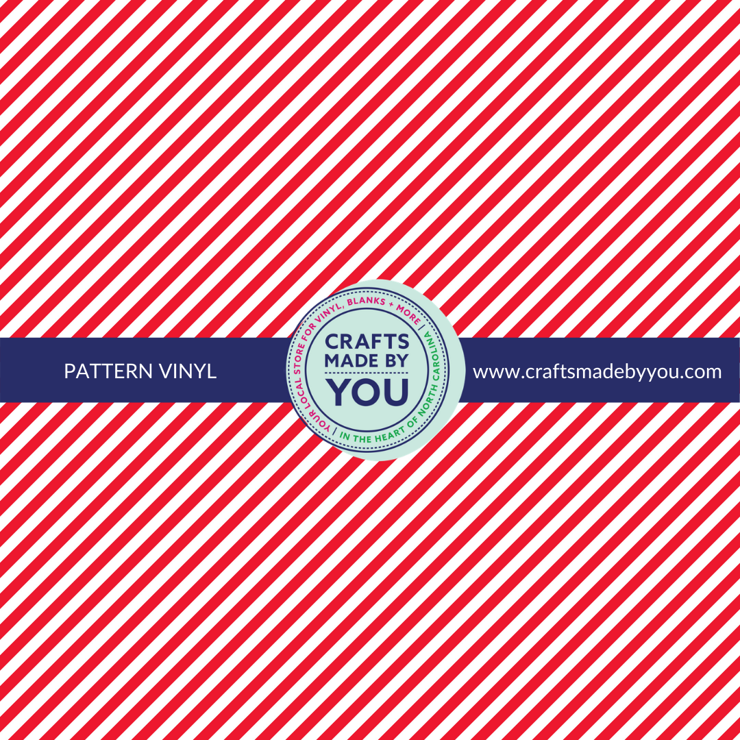 12" x 12" Heat Transfer Vinyl- Red Diagonal Stripes