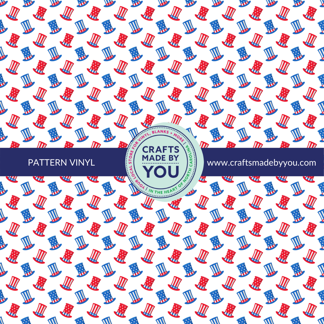12" x 12" Pattern Adhesive Vinyl- Patriotic Hats