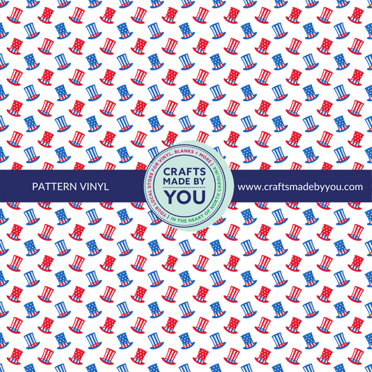 12" x 12" Pattern Adhesive Vinyl- Patriotic Hats