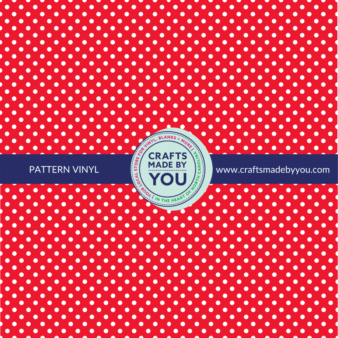 12" x 12" Heat Transfer Vinyl- Small White Dots on Red