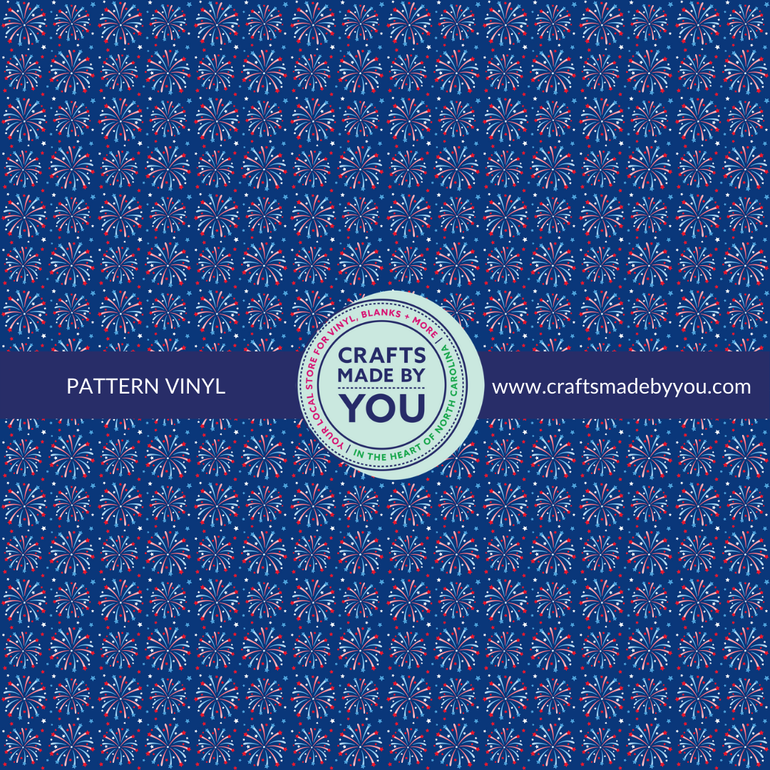 12" x 12" Pattern Adhesive Vinyl-  Fireworks on Blue