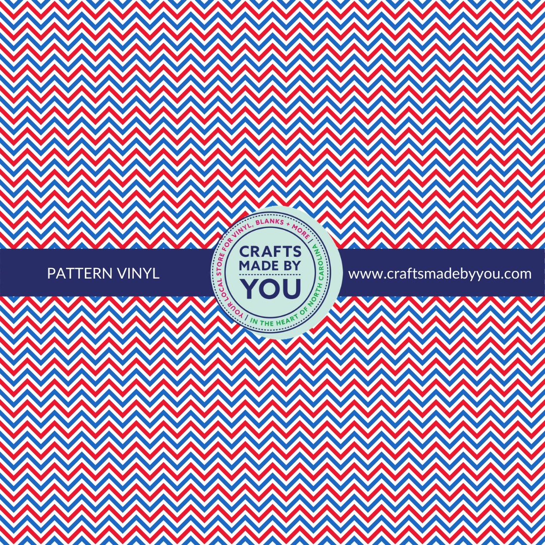 12" x 12" Heat Transfer Vinyl- Red, White, & Blue Chevron