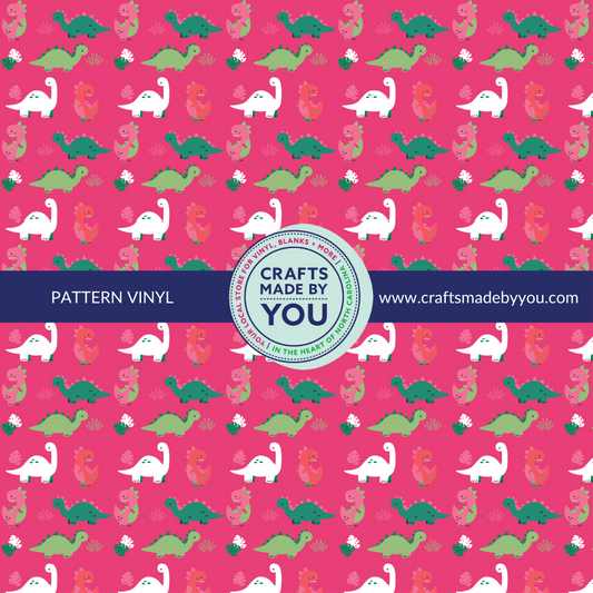 12" x 12" Pattern Adhesive Vinyl - Dino on Pink