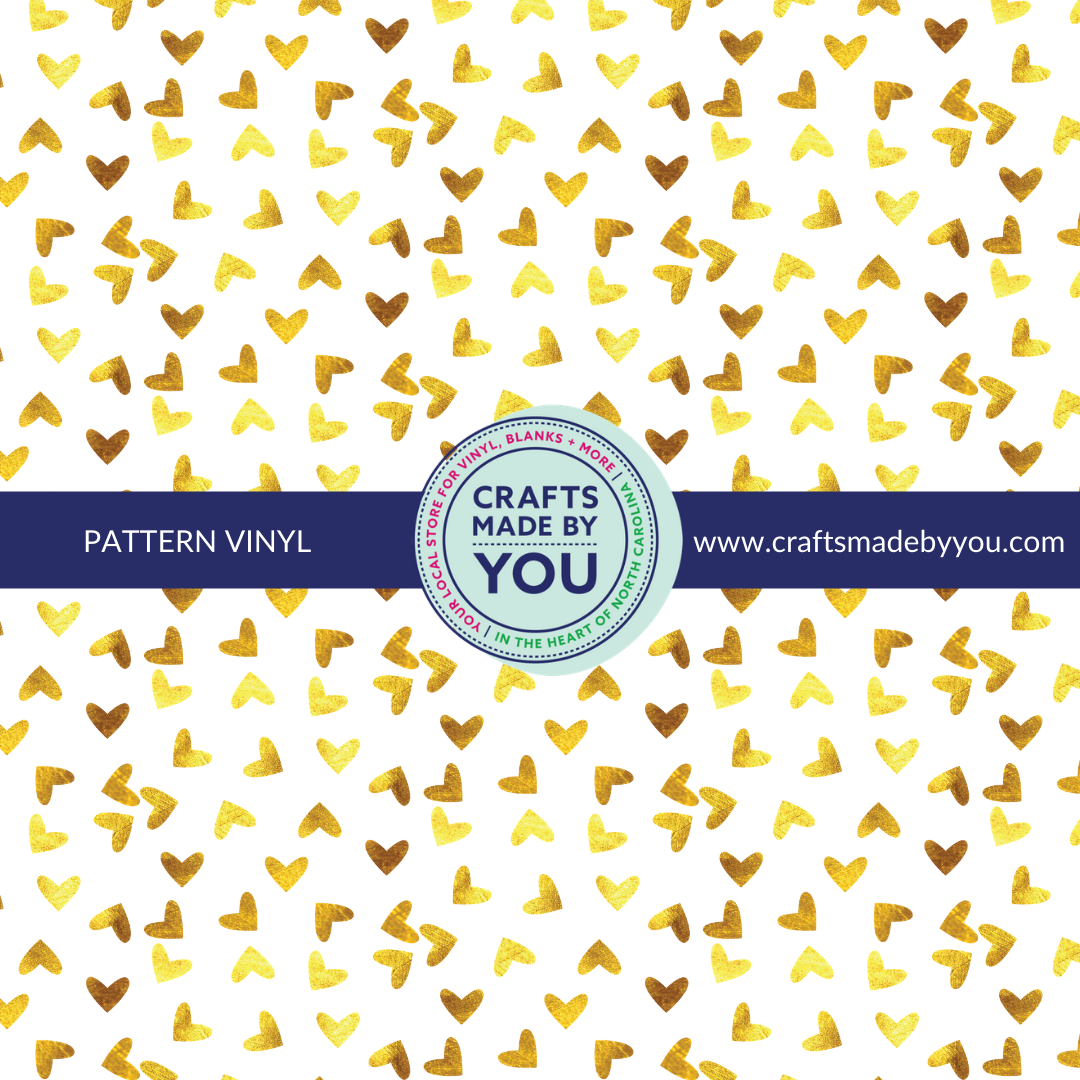 12" x 12" Pattern Adhesive Vinyl- White & Gold Foil Heart