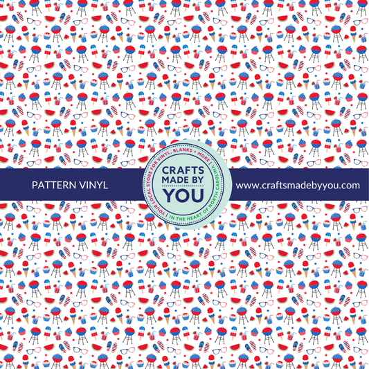 12" x 12" Pattern Adhesive Vinyl-  Patriotic Weekend