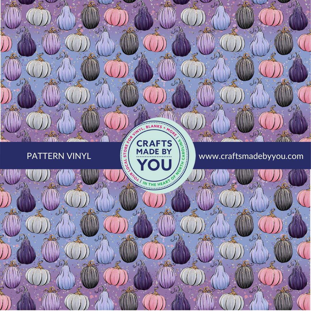 12" x 12" Pattern Adhesive Vinyl-  Shades of Purple Pumpkins