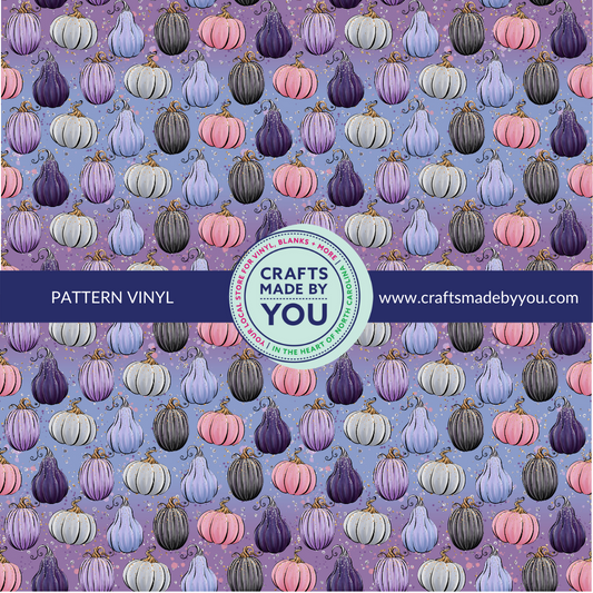 12" x 12" Pattern Adhesive Vinyl-  Shades of Purple Pumpkins