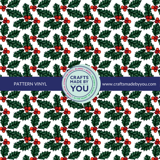 12" x 12" Pattern Adhesive Vinyl- Christmas Holly