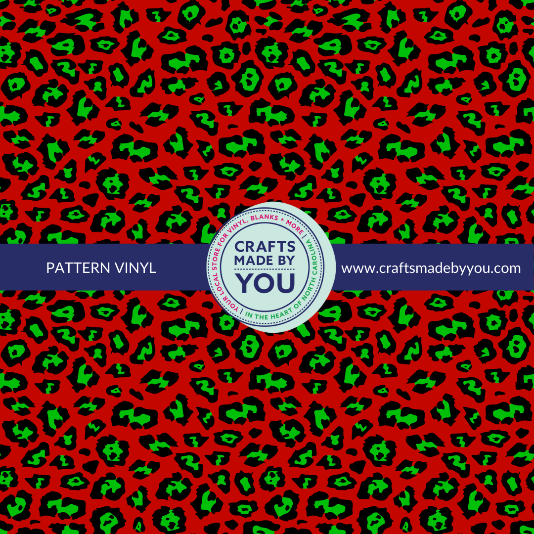 12" x 12" Pattern Adhesive Vinyl - Red & Green Leopard
